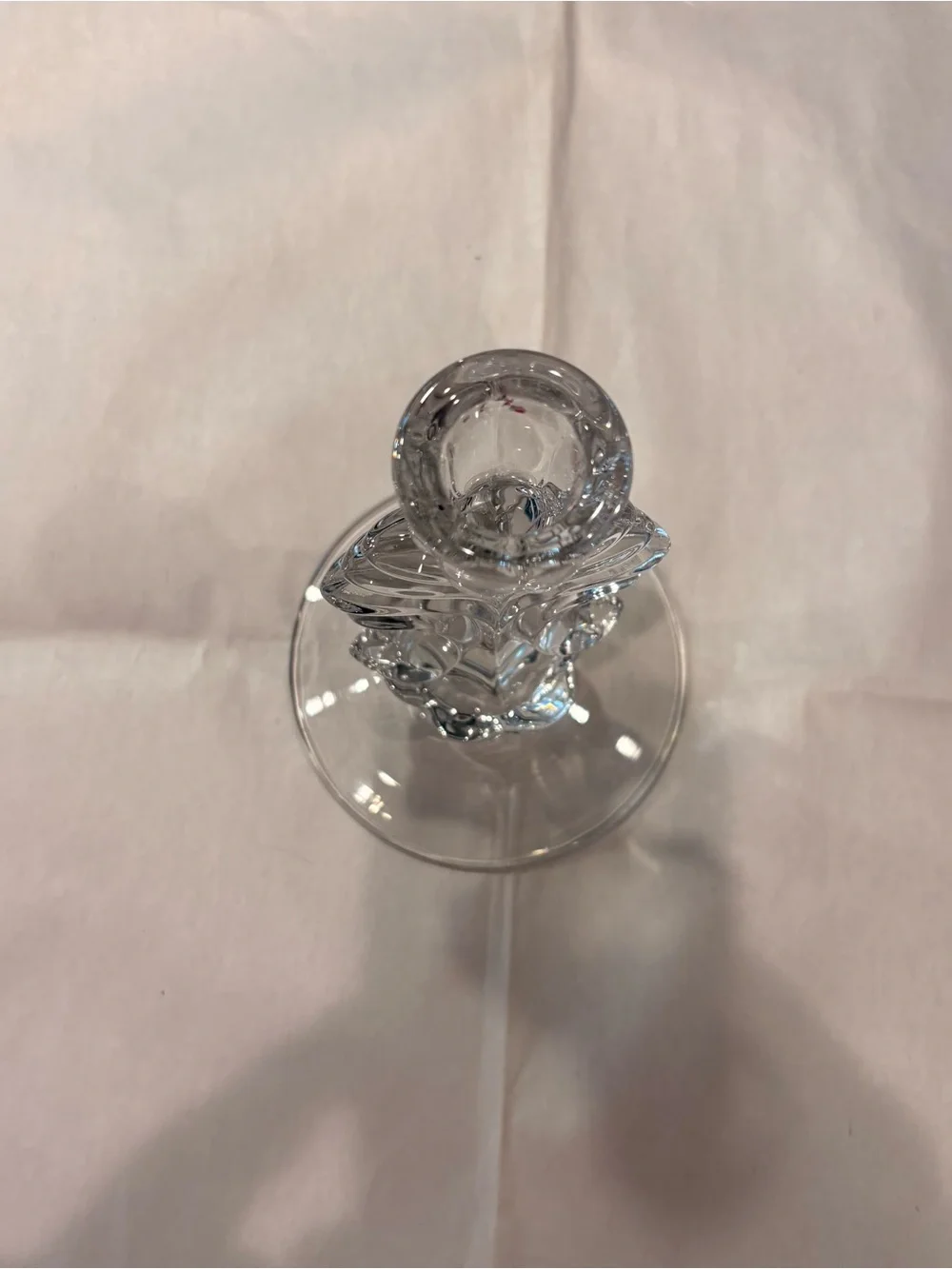 Vintage Duncan & Miller Clear Glass Leaf Candlestick Holder 6